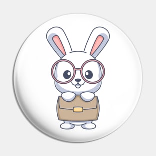 Bunny with briefcase and glasses Pin