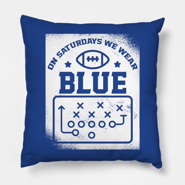 On Saturdays We Wear Blue // Vintage School Spirit // Go Blue Pillow by SLAG_Creative