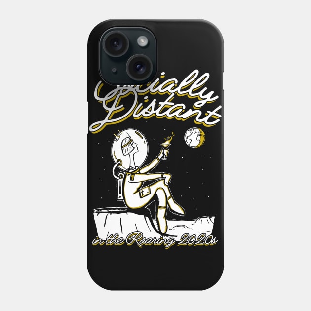 Socially Distant in the Roaring 2020s (Flapper on the moon) Phone Case by UselessRob