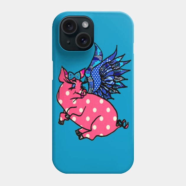 Polka Dot Bow Flying Pig Phone Case by artbyomega