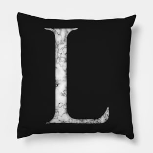 L in Roman White Marble Latin Alphabet Letter Sticker Pillow