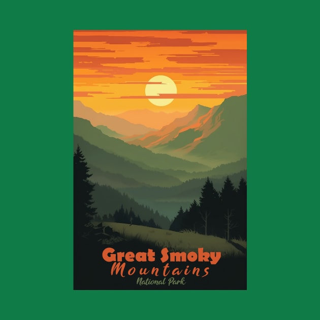 Great Smoky Mountains national park vintage travel poster by GreenMary Design