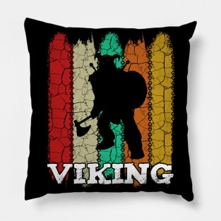 Vikings - Retro Style Viking Vintage Silhouette Pillow