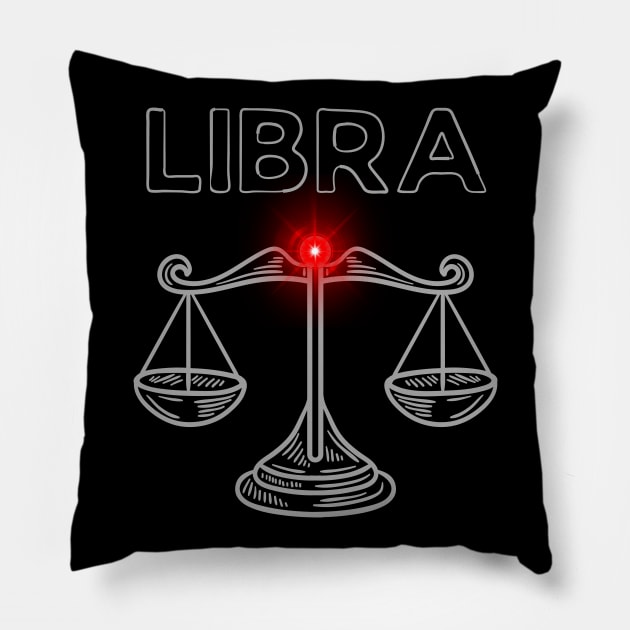 Libra | Evil Red Lighted Scale Pillow by MysticZodiac