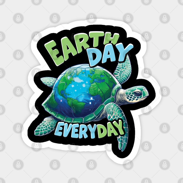 Love Your Home Planet Earth Day Awareness Cosmic Turtle Magnet by Graphic Duster