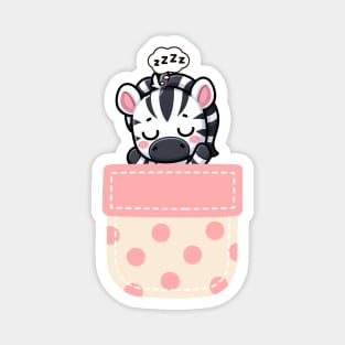 Sleepy Zebra in Polka Dot Pocket Magnet