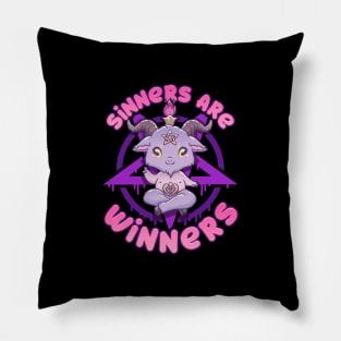 Sinners are Winners - Creepy Cute Baphomet T-Shirt Pillow