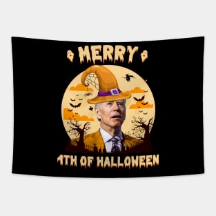 Funny Confused Biden Merry 4th Of Halloween Tapestry