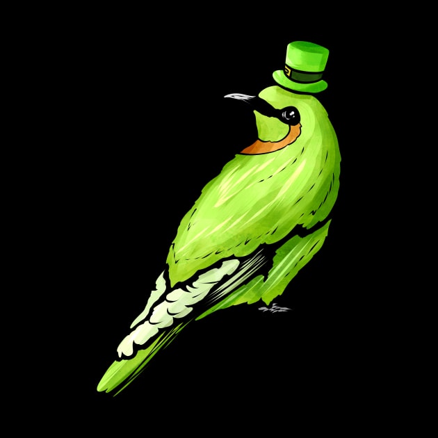 Green Bird With Green Hat For St. Patricks Day by SinBle