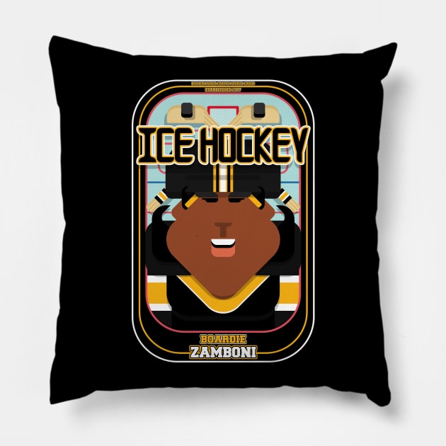 Ice Hockey Black and Yellow - Boardie Zamboni - Aretha version. Pillow by Boxedspapercrafts