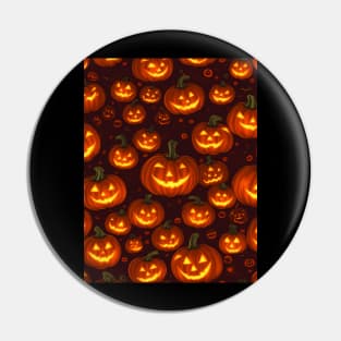 Halloween Spooky Orange Pumpkin Pattern Pin