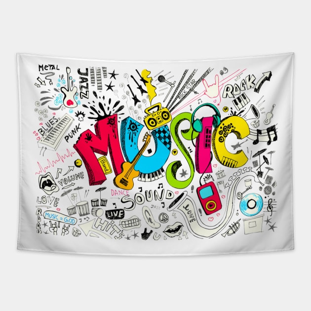 Musical Instrument Tapestry by I-Heart-All