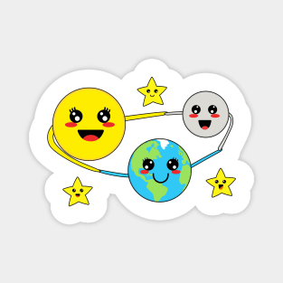 Cute Kawaii Sun Earth Moon and Stars Magnet