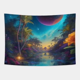 Celestial Eden: Luminous Oasis Tapestry