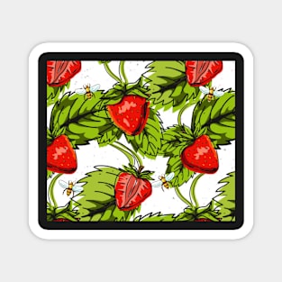 Juicy Summer Strawberries and Honey Bees Magnet