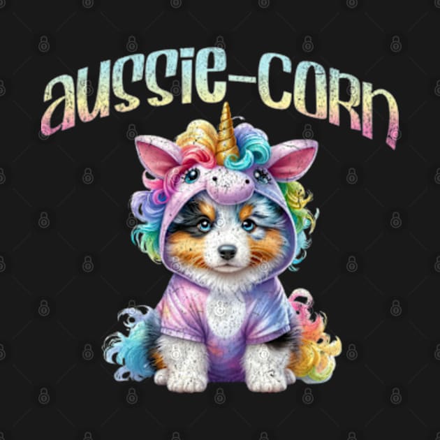 Aussie-corn Australian Shepherd Kawaii Dog Pastel Unicorn by Lavender Celeste