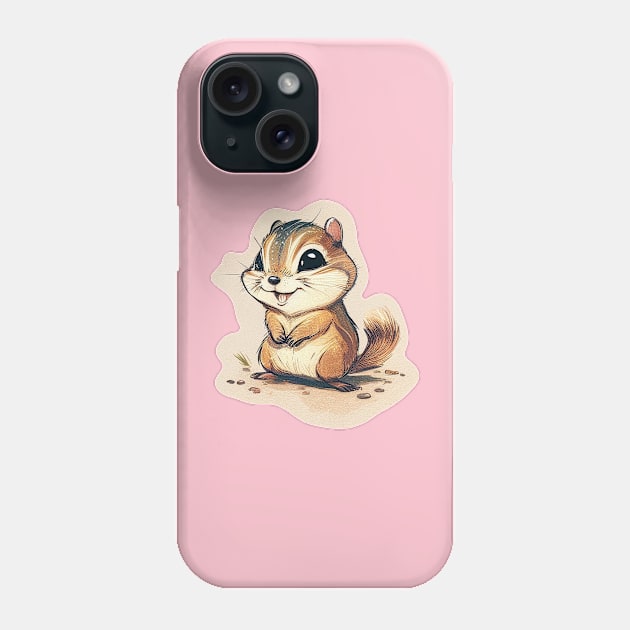 cutesy chipmunk Phone Case by Sunshine-thru-the-tees