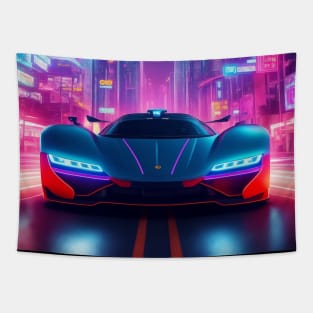 Asian Neon Velocity: Futuristic Thrill Ride Tapestry