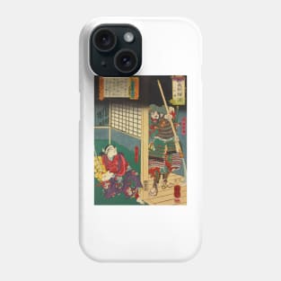 Young Samurai Fighting Intruder - Antique Japanese Ukiyo-e Woodblock Print Phone Case