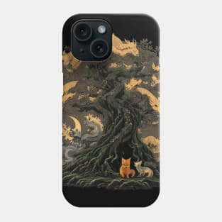 Japanese Kitsune Tree of Half-Moons and Foxes Phone Case