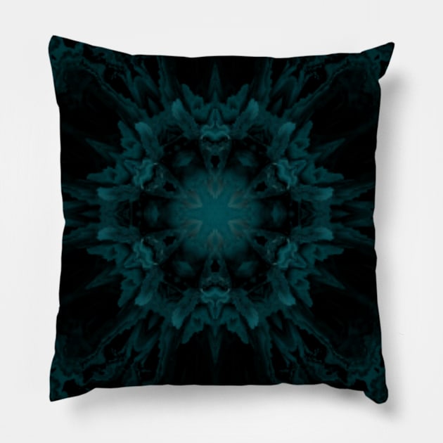 Floral Goth Daisy Emerald Green Pillow by Moon Art