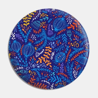 Indigo floral pattern Pin