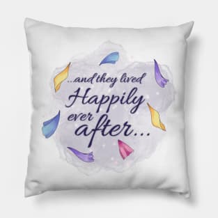 They Live Happily Ever After Wedding Caligraphy Quote Fairytale Saying Pillow