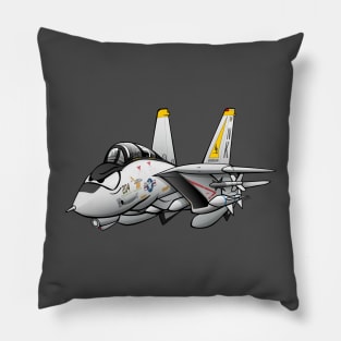 F-14 Tomcat Military Fighter Jet Aircraft Cartoon Illustration Pillow