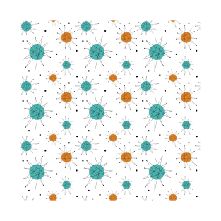Atomic Age Turquoise Orange Franciscan Starburst Mid Century Pattern T-Shirt