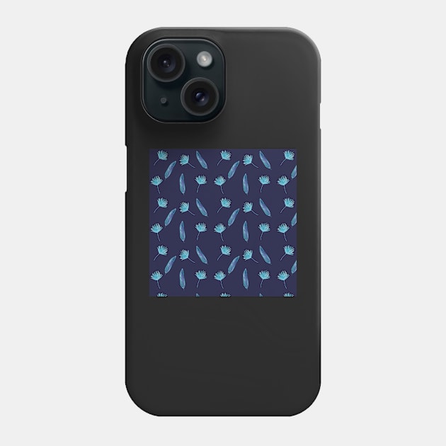 Elegant Tropical Pattern with an indigo background Phone Case by Sandraartist