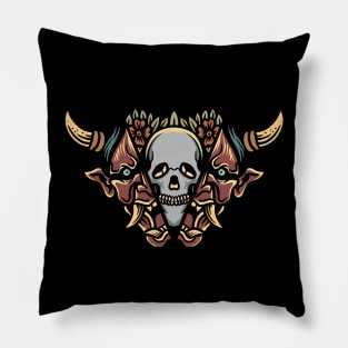 skull in oni oriental tattoo Pillow