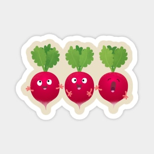 Cute radishes singing trio cartoon vegetables Magnet