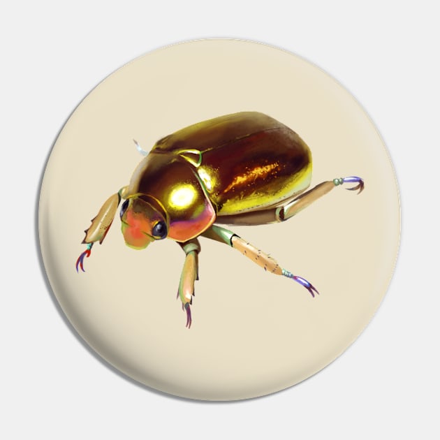 Golden Scarab Beetle Pin by starryseasart