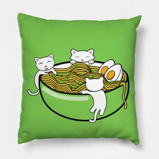 Tasty ramen noodle soup in a green bowl Pillow