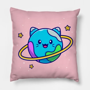 Cute Cat Planet Cartoon Pillow