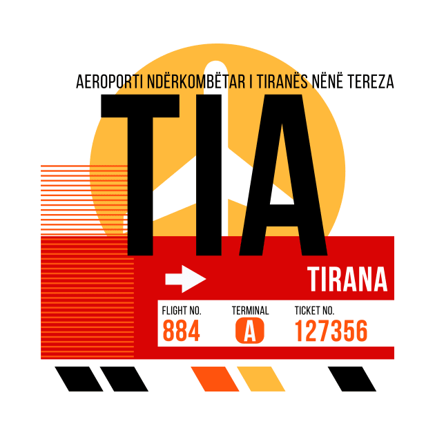 Tirana (TIA) Airport // Sunset Baggage Tag by Now Boarding