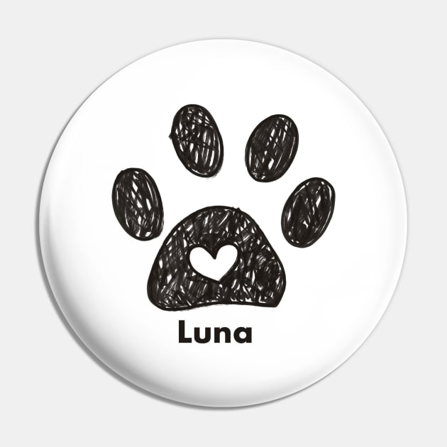 Luna name made of hand drawn paw prints Pin by GULSENGUNEL