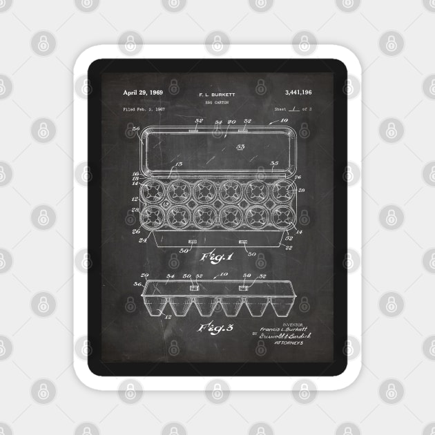 Egg Carton Patent - Kitchen Chef Farming Farmhouse Art - Black Chalkboard Magnet by patentpress