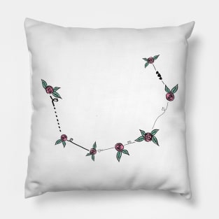Corona Borealis (Northern Crown) Constellation Roses and Hearts Doodle Pillow