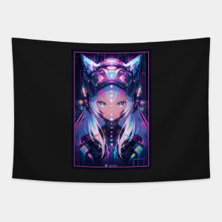 Anime Cat Girl | Quality Anime Design | Chibi Cat Girl Miaw | Manga Anime Art Tapestry