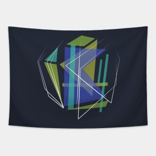 Geometric triangles art blue and green Tapestry