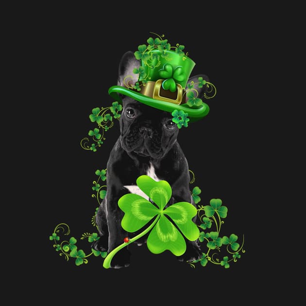 Lucky French Bulldog Shamrock St Patrick's Day by cogemma.art