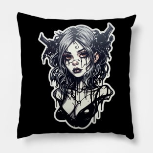 Goth Waifu Cat Girl Demon Pillow