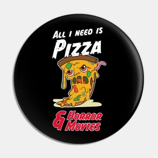 Halloween Party Gift For A Horror Movie And Pizza Pin