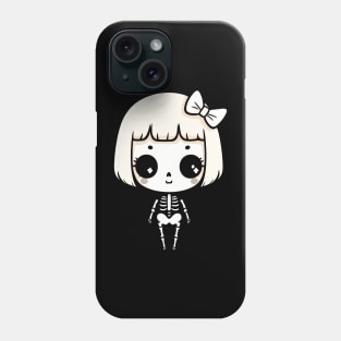 Cute Skeleton Girl in Kawaii Style | Halloween Design for Girls | Kawaii Girl Phone Case