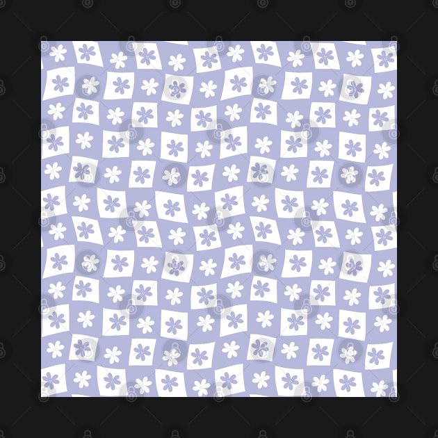 Floral Checker Board - pastel lilac purple by JuneNostalgia