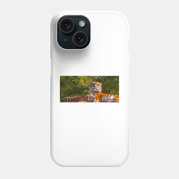 Sumatran Tiger and cub Phone Case by dags