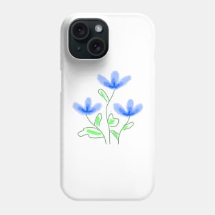 Blue floral watercolor art Phone Case