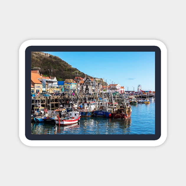 Scarborough Town And Harbour Fishing Boats Magnet by tommysphotos