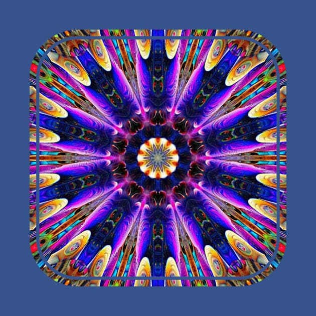 Bright Purple Pink and Blue Kaleidoscope Mandala Design by SpotterArt